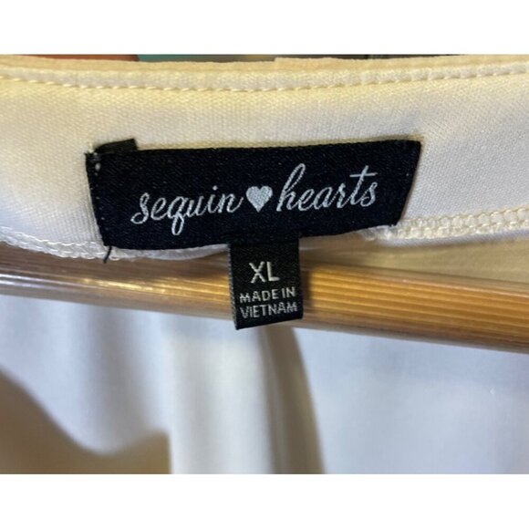 Sequin Hearts Off White Bone Lace Detail Bell Sleeve Scoop Neck Tunic Top Sz XL - Picture 7 of 9